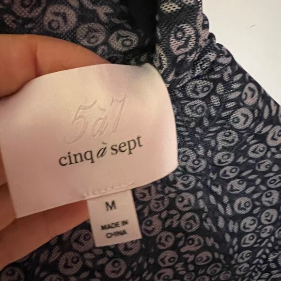 Cinq A Sept Mesh Turtleneck Blue Print SZ M - Picture 4 of 7